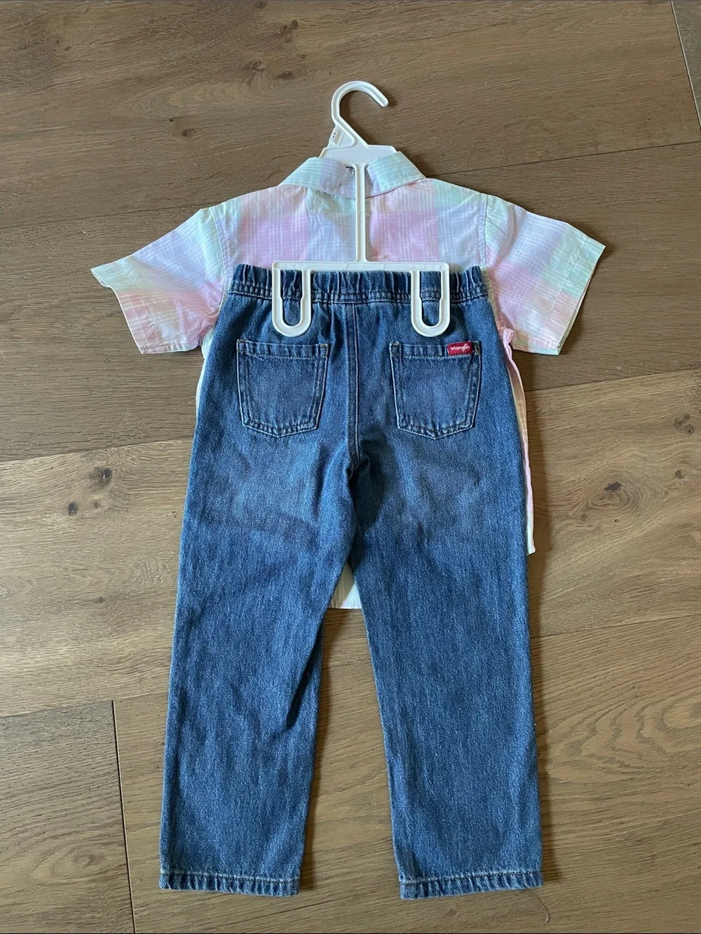 NWT Wrangler Toddler Boy Short Sleeve Button-Up Shirt With Jeans Size 4T